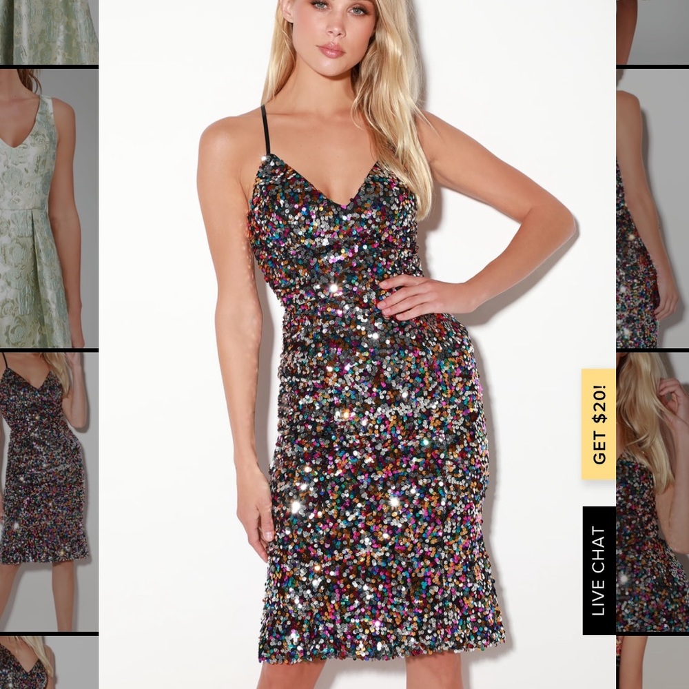 Rainbow sequin midi dress